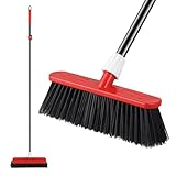 Mitclear Gartenbesen für Schwere Aufgaben mit Teleskopstiel(145cm), Straßenbesen mit Steifen Borsten, Kehrbesen Draußen mit Stiel für die Reinigung Gärten, Straßen, Höfen, Terrassen, Einfahrten