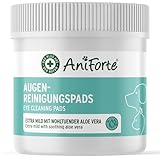 AniForte Augen Reinigungspads Hunde & Katzen 100 Stück - Sanfte Reinigungstücher zur Augenpflege, Milde Augen Reinigung ohne zu Reizen, Entfernt Tränenstein & Speichelreste, Tränenfleckentferner Hund