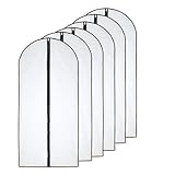 HomeClean Mottenfeste Kleidersäcke 60cm x 120cm (6er Pack) Schwarze Seite Atmungsaktive Klare Kleidersäcke mit durchgehendem Reißverschluss für die Wintermäntel Jacken Kleidung