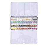 PODSJD Watercolor Set Malkasten, 24 Farben Aquarellfarben in robuster Metallbox – professionelle Malfarben, hohe Farbsättigung, ideal für Künstler und Schüler (48 Farben)