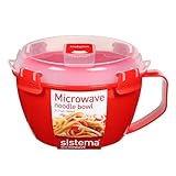 Sistema Microwave Nudelschüssel | Runder mikrowellenfeste Frischhaltedose mit Deckel | 940 ml | rot