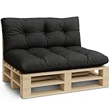 Amazinggirl Palettenkissen Outdoor Kissen 2er-Set Palettenkissen - Auflagen für Paletten Europaletten Palettensofa und Palettenmöbel Palettenpolster Outdoorkissen Gartenkissen Graphit Öko-leinen