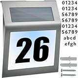 Solar-Hausnummer 2 LEDs Dämmerungssensor Personalierbar für Außen Silbern 24357