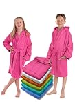 LEBENGOOD Kinder Bademantel für Jungen, Mädchen & Teenager, 100%, Baumwolle, Frottee, kinder, 400gr, mit Kapuze, leichtfrottee flauschig, babyhandtuch (14, Fucsia)