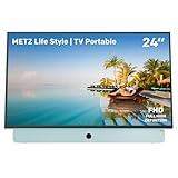 METZ Blue Tragbarer Fernseher 24 Zoll (60 cm) Google TV FHD mit Akku, 12V Auto-Ladegerät, Blendfreier Bildschirm, HDR10, Dolby Audio, HDMI, USB, Bluetooth, Wi-Fi, Für Innen & Außen (24MPE7000Y Blau)