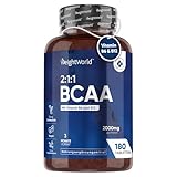 BCAA 2000mg mit Vitamin B12 500µg & B6-2:1:1 Empfohlene Zusammensetzung - Aminosäuren L-Leucin, L-Isoleucin, L-Valin - Für Pre Workout & Post Workout - 180 Tabletten - 3 Monate Vorrat - WeightWorld