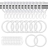 KtbeYTi 50 Stück Metall Vorhangringe Vorhang Hängend Ringe Hängende Ringe und 50 Stück Kunststoff Gardinenhaken für Fenster Tür Duschvorhänge Gardinenstangen (30mm Innendurchmesser, Weiß)