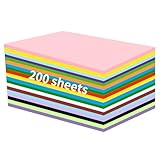 200 Blätter Tonpapier Bunt, A4 Malpapier Kinder beidseitig (70gsm), 20 Farben Bastelpapier Bunt, 297mm x 210mm Zum Zeichnen, Drucken, Origami geeignet für Erwachsene und Kinder