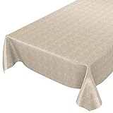 ANRO Wachstuchtischdecke Wachstuch Wachstischdecke Tischdecke abwaschbar Beige Leinenoptik Textiloptik 100 x 140cm