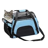 DONYER POWER Soft Sided Pet Carrier for Dogs & Cats Comfort Airline Approved Under Seat Travel Tote Bag Backpack, Reisetasche für Kleintiere mit Mesh Top und Sides,Blue S