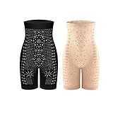 KIASRZN IONSTech Unique Fiber Restoration Shaper, Fettverbrennende Bauchkontrolle und Damen Butt Lifter Unterhose (one Size,Black+Skin Color)