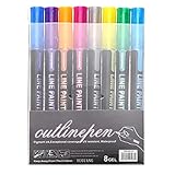 Rurbeder Glitzer-Gelstifte | 8 Farben Glitzer-Metallic-Marker - Lackstift mit feiner Spitze, Metallic-Malstifte, Permanent-Marker für Karten, die Signatur-Schriftzüge schreiben