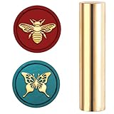 Hobbspring Mini Wachssiegelstempel 15mm 2 Seitiges Muster Siegelwachsstempel Biene Und Schmetterling Massives Messing Vintage Siegelstempel Für Umschläge Einladungen Verzierung Dekor Zurück zur Schule