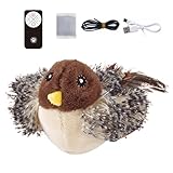Générique Catnip Toy, Simulated Bird Toys, Chirping Cat Toy, Interactive Flapping Bird Cat Toy, Soft Plush Chirping Bird with 3 Adjustable Levels for Active Play, Includes Catnip and Charging Cable