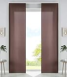 2er Set Schiebegardinen Flächenvorhänge Mikrofaser Vorhang Gardine Schiebe HxB 245x60 cm Braun Matt Paneelwagen Beschwerungsstangen, 85600N2