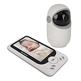 VideoBabyphone, Babyphone 4,3 Zoll Innentemperaturüberwachung Nachtsicht mit Netzteil für Sicherheit (EU-Stecker)
