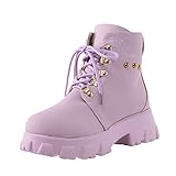 Damen Biker Boots, Schlupfstiefeletten, SchnüRstiefel, Stiefeletten Hoch, Stiefel Schlank, Rutschfeste Stiefel Mit Dicker Sohle, Solide Farbe Bequeme Booties, Freizeitstiefel FüR Frauen