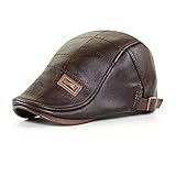 SLOPSS Retro -Herren Beret Leder Flat Hut warm Herbst und Winter Herren Verstellbarer Männer Retro Beret