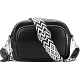 ferlord Umhängetasche Damen Leder, Crossbody Bag Breiter Gurt Stylisch Bauchtasche Damen mit 3 Fächern, Klein PU Leder Handtasche Damen Umhängetasche mit Breitem Schultergurt Elegante