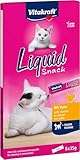 Vitakraft Liquid Snack, Leckerlis Katzen, mit Huhn und Taurin, unterstützt die Augenfunktion und Herzfunktion, kalorienarm (1x 6 Stück)