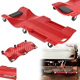 LZQ KFZ Rollbrett Montagerollbrett Montageliege Werkstattliege Kunststoff Kfz-Rollliege mit Kopfstütze & Ablagefächern, Tragkraft 150 kg, Werkstatt-Rollwagen für Auto Wartung, 101,5×45,5×11,5 cm