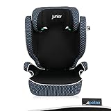 PETEX Auto-Kindersitz Basic i-Size Norm nach ECE R129 für Kinder von ca. 100-150 cm, höhenverstellbarer Kinderautositz in blau, 1 Stück