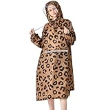 ANYOO Wasserdichter Regenponcho Leichter Regenmantel mit Verstellbaren Ärmeln, Tragbare Regen Cape Jacke mit Mehrzwecktasche für Herren Damen Outdoor Wandern Radfahren,Leopardendruck,Einheitsgröße
