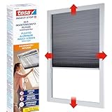 tesa Alu-Insektenschutz-Plissee teleskopierbar - Insektenschutzrollo für Dachfenster - einfache Montage ohne Bohren dank praktischer tesa Powerstrips Technologie - weiß