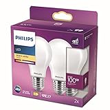 Philips LED Classic E27 Filament Lampen (100 W), matte LED Lampen mit warmweißem Licht, energiesparende LED Beleuchtung mit langer Nutzlebensdauer, Warmweiß