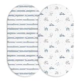 Soarwg Kids Spannbettlaken Kinderwagen 2er-Pack,Kinderwagen Matratzenbezug für Neugeborenes 100% Musselin-Baumwolle Moseskorb Stubenwagen Spannbetttuch Bezug Auto 83 x 43 cm