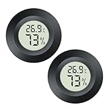 JEDEW 2-Pack Mini Digital Hygrometer Gauge Indoor Thermometer, Temperature Humidity Meter for Humidifiers Greenhouse Jars Reptile Guitar Case, Fahrenheit (℉) or Celsius(℃) (schwarz-2 Pack)