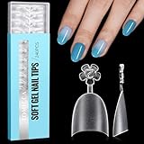 TOMICCA 240 Stücke Falsche Nägeltips, Klare Nagel Tipps Acryl Halbe Abdeckung Französische Gefälschte Nagelspitzen, Kurz Oval Nageltips Set 12 Größen für Nagelstudios DIY, Nagelverlängerung