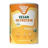 THE VEGAN COW Vegan 4K Protein - Vanille | Bio-Proteinpulver | 21g Protein pro Portion | 300g | ohne Süßungsmittel | 100% natürliche Zutaten | ohne Allergene