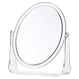 Allbestop Vanity Mi Rror, rund, doppeltes Make-up-Mi Rror, klares 7-faches Vergrößerungs-Mi Rror mit Ständer, 360 ° schwenkbares Schreibtisch-Mi Rror, stehendes Mi Rror für Organisation (White, 15x3.5