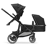 Deryan Evy V2 Kinderwagen für 2 Kinder - für Neugeborene, Kleinkinder im Vorschulalter - Baby Buggy bis 50kg - Baby Wagen - Reise Kinderwagen 2 in 1 Komplettset - Schwarz