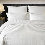 Amolavet Hotel Bettwäsche 135x200 Baumwolle Weiß 2teilig Set Bettwäsche 135x200 Mako Satin Baumwolle Damast Streifen Weiss mit Reißverschluss für Ganzjährig