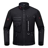 RIDEIRON Motorradjacke Herren Winter mit CE-Schulter- und Ellenbogenpolstern, herausnehmbarem Innenfutter, winddichtem Motorradschutz Schwarz L