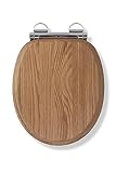 Croydex Rutland WC Sitz mit Absenkautomatik aus Holz – Flexi-Fix Einfache Montage - Quick-Release zur einfachen Reinigung - antibakterieller WC Sitz massive Eiche klodeckel