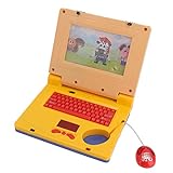 Fdit Tragbarer Lerncomputer für Kinder, interaktives Simulationsspielzeug für Kinder, mit LED-Display und Soundeffekten für das Erlernen der ersten (einziehbare Maus, gelb)
