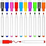DIYDEC 10 Stück Whiteboard Stifte, 9 Farbe Whiteboard Marker Magnetische Trockenlösch Abwischbare Marker mit Feiner Spitze für Büro, Schule, Zuhause usw.