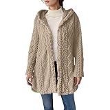 Lovraj Teddy Mantel Damen Lang mit Kapuze Einfarbig Beidseitig Flauschig Wintermantel Kuschelig Herbset Winter Plüsch Teddymantel