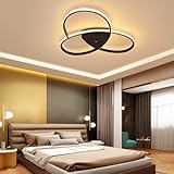 Schlafzimmerlampe Minimalistisch LED Deckenleuchte Dimmbar mit Fernbedienung Moderne Leuchte für Wohnzimmer Schlafzimmer Esszimmer Lampe BD438 Decke Beleuchtung (Schwarz, D48cm-30W)