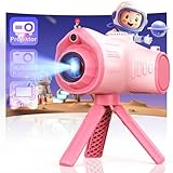 CHAKEYAKE 2 in 1 Kinderkamera mit Projektion, Stativ, 32GB-Karte, großer Akku, Geschenk für 3-12 Jahre (Rosa)