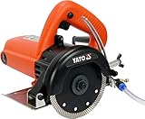 YATO Profi Nass, Trocken Steintrennsäge, 1400Watt, incl.Ø125mm Diamant-Trennscheibe, 12000U/min, einstellbare Schnitttiefe max. 38mm, regelbarer Wasserfluss, massiver Kupfer-Motor, Steinsäge,YT-82159