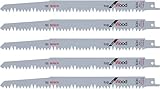 Bosch Accessories Bosch Professional 5x Säbelsägeblatt S 1531 L (für Brennholz, Grünholz, Weichholz, 240mm, HCS, S-Schaft, Zubehör für Säbelsägen)