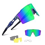 BangLong Polarisierte Sonnenbrille, Fahrradbrille Herren Damen UV 400 Schutz mit 3 Wechselgläser, Schutzbrille Sportbrille für Outdoorsport Radfahren Laufen Golf