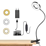 LED Leselampe Buch Klemme für Schreibtisch & Bett • 48 LEDs, 10 Helligkeitsstufen & 3 Farbtemperatur Modi, Augenschonende Klemmlampe mit USB-Betrieb, Flexibler Schwanenhals (40cm) für Kopfende