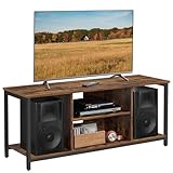 VASAGLE TV-Schrank, Fernsehtisch, TV-Regal, Lowboard mit offenen Fächern, für Wohnzimmer, Unterhaltungsraum, für Fernseher bis zu 55 Zoll, Industrie-Design, vintagebraun-schwarz LTV060B01