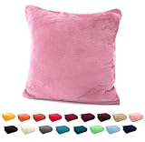heimtexland ® Flanell Kuschel Kissen Super Soft Dekokissen Plüsch Typ380 Kissenhülle Woodrose 40x40 cm