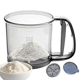 Mehlsieb, Werkzeug mit Doppelsieb, Küchenmehlsieb, Mehlsieb, Mehlsieb zum Kochen, Mehlsieb, Sieb mit Skala, transparentes Sieb, Küchensieb, Handsieb, Mehlsieb